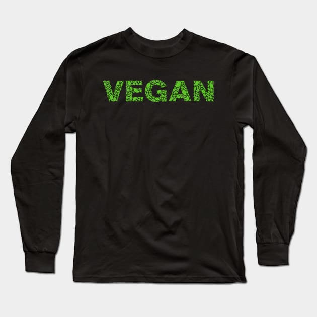 Vegan Green Leaves Long Sleeve T-Shirt by Sleazoid